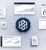 Infografika przedstawiająca czynniki wpływające na brand equity – świadomość marki, skojarzenia, lojalność klientów, postrzeganą jakość oraz dane finansowe wykorzystywane do wyceny wartości marki.